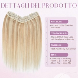 Clip Extensions in 100% Remy Real Hair for Women Dark Brown Straight Thick V Shape One Piece with 5 Clips 30 cm 85 g