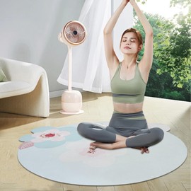 ABREEZE Irregular Large Flower Meditation Mat Non Slip Round Yoga Mat Pilates Yoga Mat Natural Rubber with Sueded Surface Exercise Mat （47''x47''，blue Irregular Flower)
