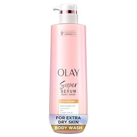Olay Gel de Ducha Super Serum para Piel Extra Seca, Hidratación Duradera de 24 Horas, Complejo de Suero de 5+ Ingredientes para Piel Brillante, Uniforme, Firme y Luminosa, 18.5 fl oz