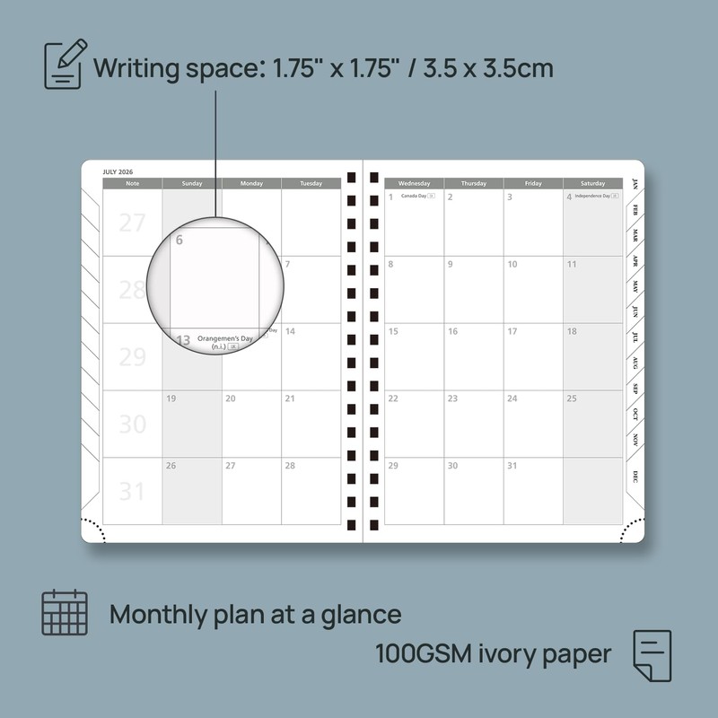 POPRUN 2026 Weekly Planner A5 (21.5 x 16 cm) Spiral
