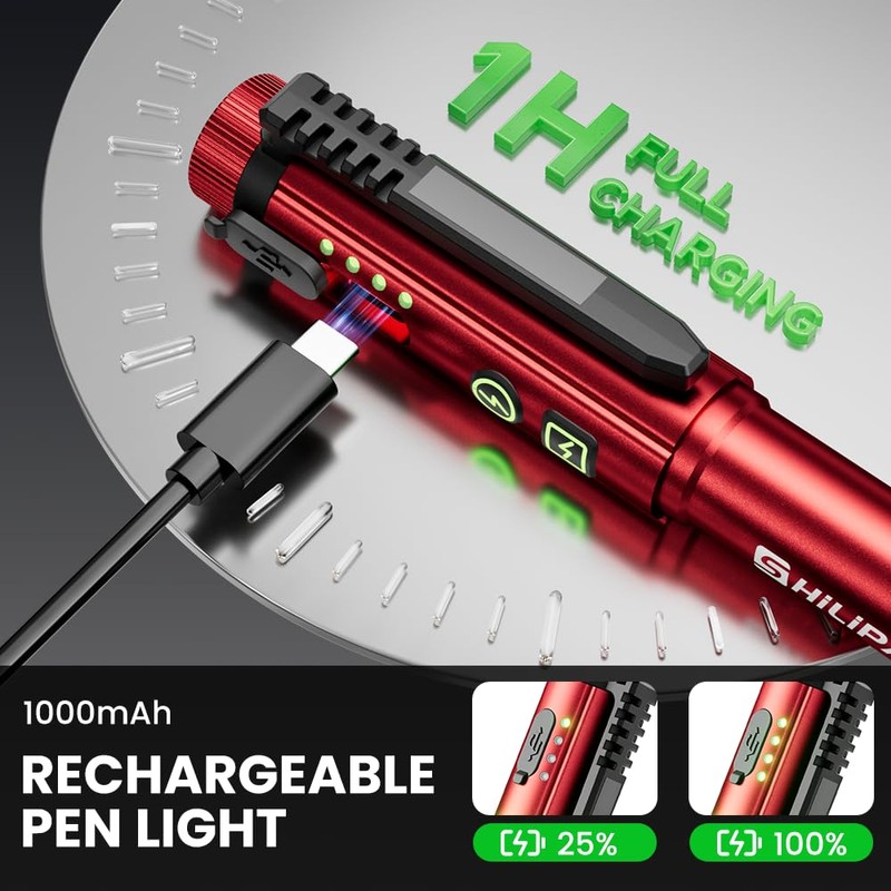 Penlight Flashlight, Rechargeable Work Light 600 Lumens COB LED Pen