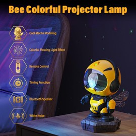 Galaxy Night Light Projector, Bee Star Projector Galaxy Light, Star Ceiling Light Projector with Remote Control and Timer Bluetooth Speaker Desk Lamp for Kids Adult Bedroom Birthday Christmas Gifts