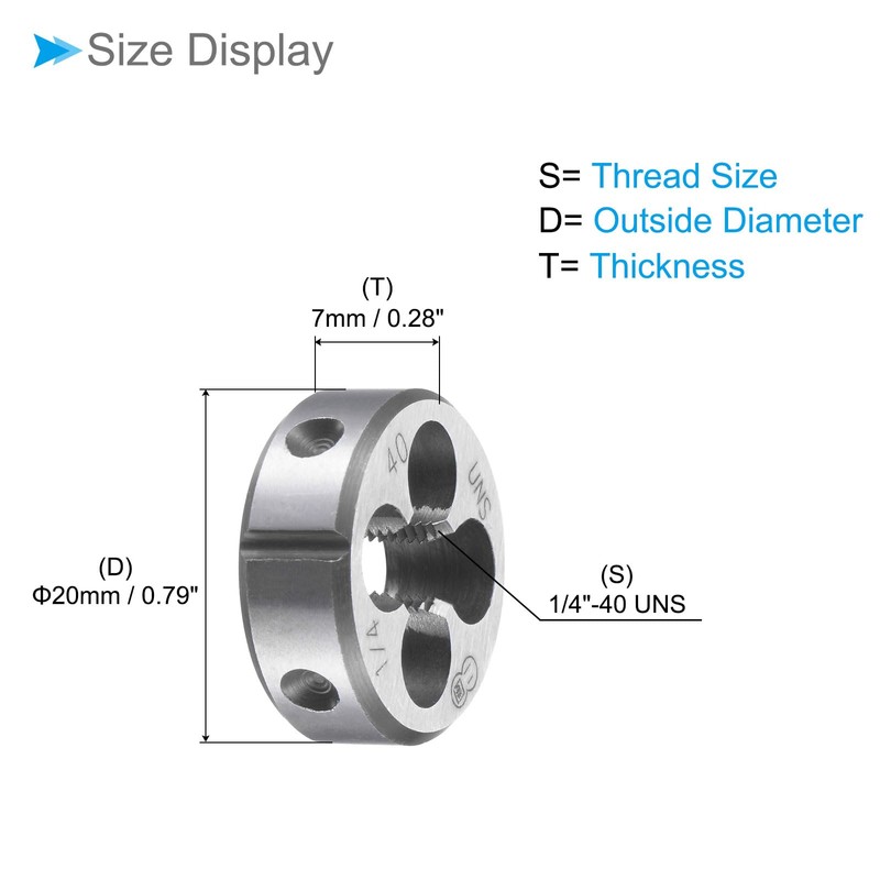 CoCud Round Thread Repair Dies 1/4"-40 UNS Dies 20mm OD