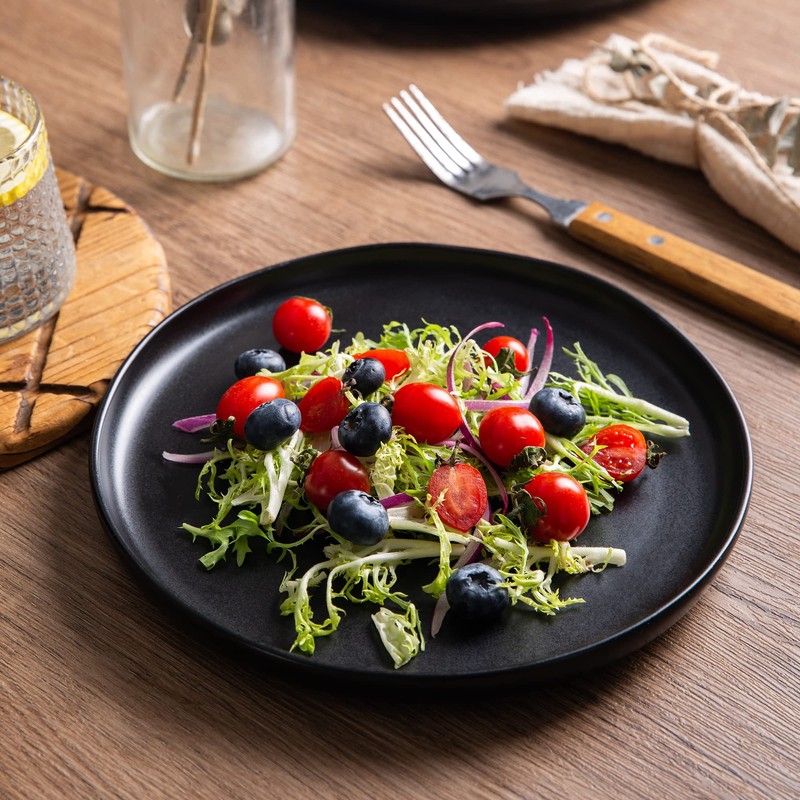 AmorArc Ceramic Dinner Plates Set of 6, Wavy Rim 10.5