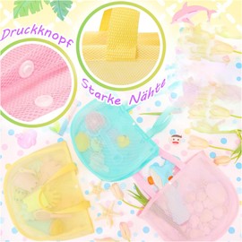 Pack of 2 Beach Toy Bag, Shower Bag, Camping Bag for Sun Cream and Glasses, Mesh Bag, Sand Toy, Swimming Pool, for Boys and Girls