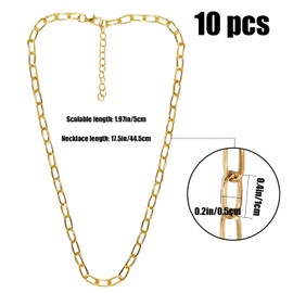 10 Pcs Chain Charm Necklace Bracelets Kit,DIY Paperclip Link Chain Necklaces with Lobster Clasps for Jewelry Making