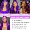 GAIWAC Purple 5x5 Body Wave Lace Front Wigs Human Hair