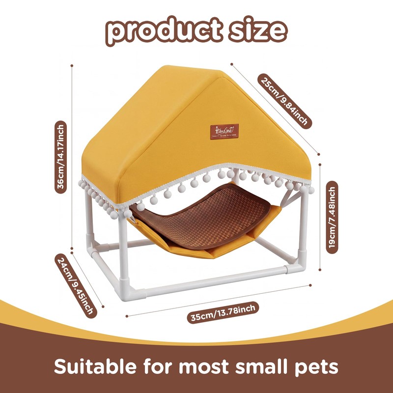 HOSUKKO Guinea Pig Hammock with Stand,Rabbit Bed with Removable Cushion,Hamster
