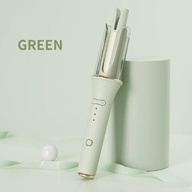 UNIQNOVA Hair Curler 62W Corded Instant Use Ceramic Curling Rotating Wand Comfort Salon Beauty - Color: Green