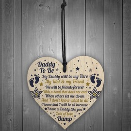 RED OCEAN Best Daddy Gifts Wooden Heart Daddy To Be Birthday Cards From Bump Keepsake