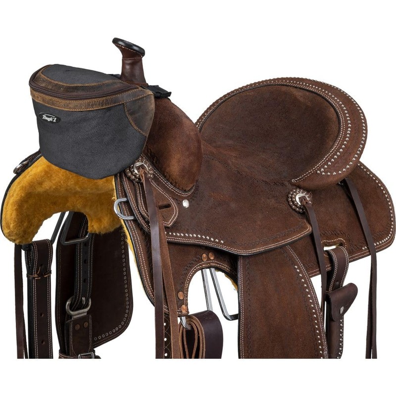 Tough 1 Canvas Pommel Bag Leather Accents Black