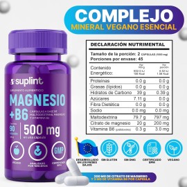 Suplemento Citrato De Magnesio 200 Mg Con Vitamina B6 90cáps Sabor Sin sabor