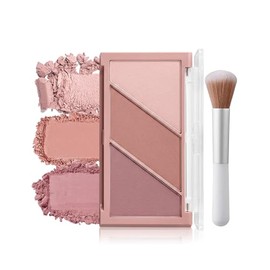 Erinde Powder Blush Palette de 3 Tonos Mate, Alta Pigmentación y Larga Duración, En Polvo para Maquillar Las Mejillas, Fácil de Difuminar, Regalar Brochas de Maquillaje,#E01