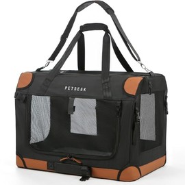 Extra Large Cat Carrier Soft Sided Folding Small Medium Dog Pet Carrier 24"x16.5"x16" Travel Collapsible Ventilated Comfortable Design Portable Vehicle(Black)