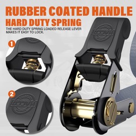 Haccoplanet Ratchet Tie Down Straps, 2340lb Break Strength, 4pc 1inch x 16FT Tie Down Strap Set with Padded Handles & Coated S Hook W/Safety Clip, Cargo Strap Tie Down for Motorcycle, Truck (Grey)