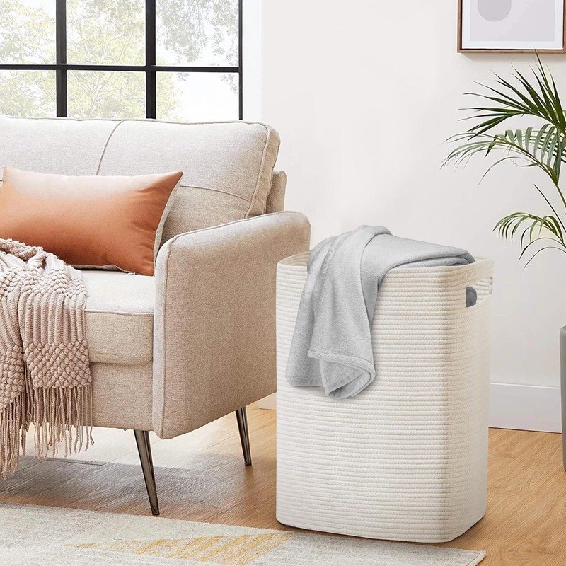 MEGASKET Large Laundry Hamper 16"x13"x22" - Tall Woven Laundry Basket,