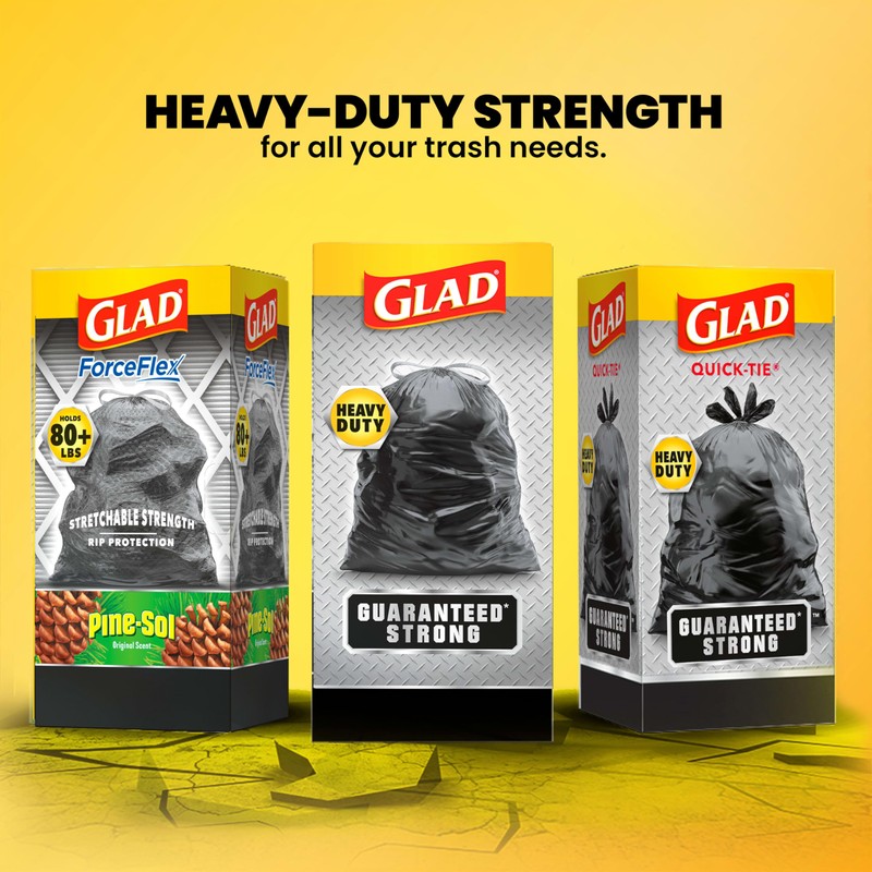 Glad Protection Series Large 30 Gallon Trash Bags, Unscented Heavy