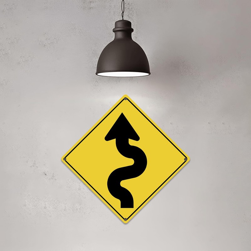 Winding Road with Sharp Turn Symbol Aluminum Novelty Traffic Sign