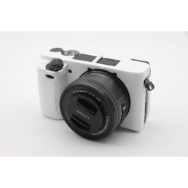 A6400 Case, BolinUS Fullbody Ultra-Thin Lightweight Rubber Soft Silicone Housing Case Bag Cover for Sony Alpha A6300 A6400 (White)