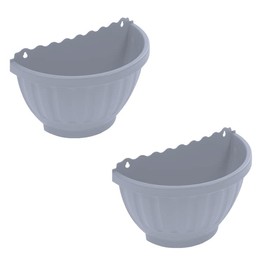 JMS Etruscan Wall Basket Fence Hanging Pots Soft Grey Planter Baskets Fancy Flower Pot Planter Indoor Outdoor Flower basket Hanging Planter - Pack of 2