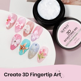 SUPWEE 3D Nail Gel Art Pearl White,Solid Gel for Nails Art Non-Sticky Molding Nails for Extension Carving Home DIY Manicure with Nail Art Pen DIY at home