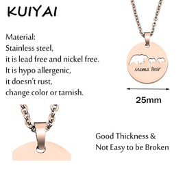 KUIYAI Sweet Mama and Bear Round Pendant Necklace for Mother (2 Cubs R RG)