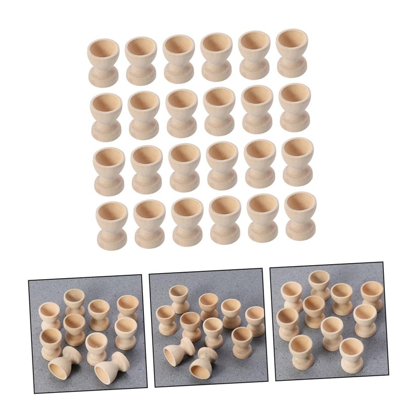 LIFKOME Pack of 24 Wooden Egg Holders Egg Cups Egg