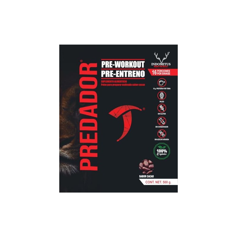Pre-Workout Predador suplemento de proteínas en malteada para deportistas