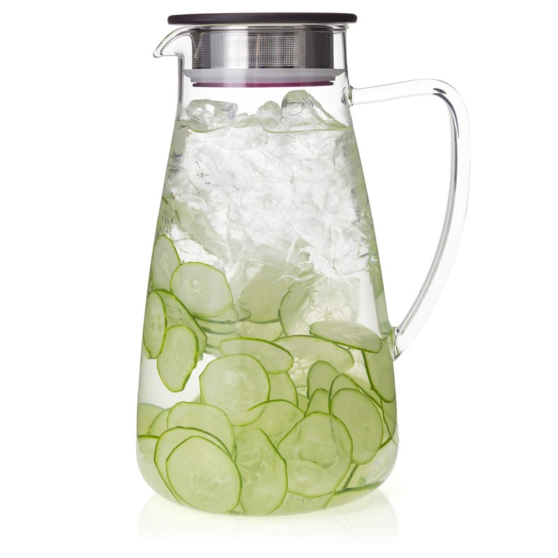 FORLIFE Flask Glass Jug Iced Tea Pitcher, 64 oz, Cranberry