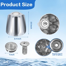 Set of 3 Shower Knob Replacement Metal Bathtub Knobs Replacement Compatible with Price Pfister Verve and Bathtub Shower Faucet Handle Remodel Trim Kit Include Hot Cold and Diverter (Polished Chrome)