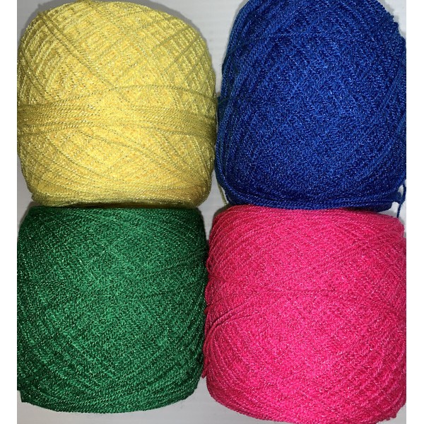Lace yarn Crystal .Colors. 189/24/62/28.Acrylic/Rayon. 900 yds each. 1 lot of 4