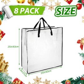 LDXDRU 8 Pack Wreath Storage Bag, Clear Wreath Storage Container, Plastic Wreath Bags with Sturdy Handles for Holiday Wreaths Storage Pillow & Blanket