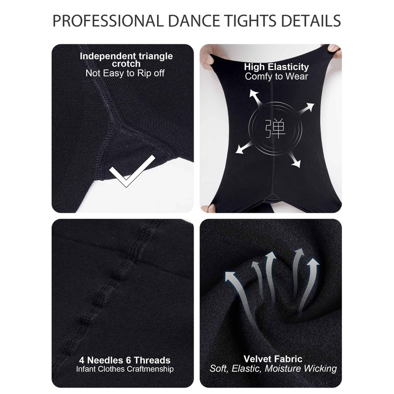 Daydance Black Toddler Girls Transition Tights Ultra Soft Ballet Convertible
