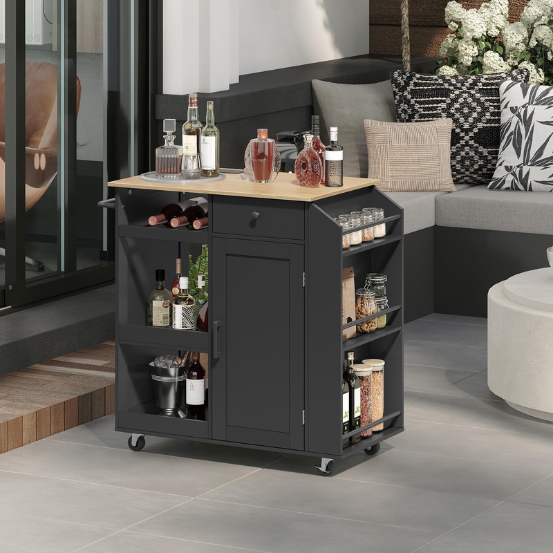 MAHANCRIS Kitchen Island with Power Outlet, Kitchen Storage Island with