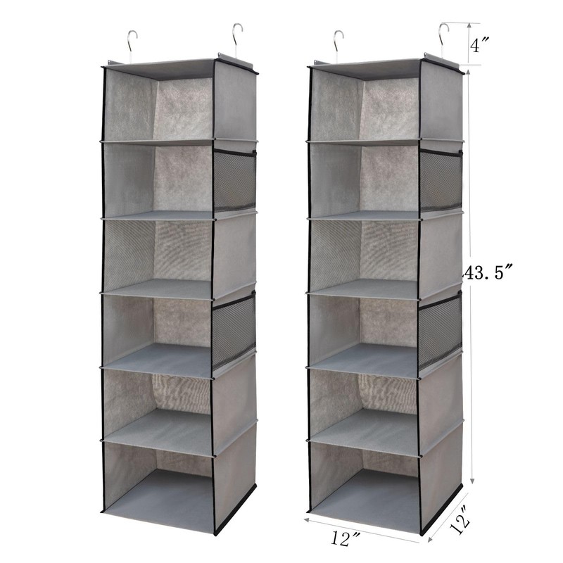 BrilliantJo 6 Shelves Hanging Closet Organizer, 2 Pack Hanging Storage