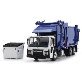 DCP 2024 NEW 1:64 DCP *WHITE & BLUE* Mack LR Front Load Garbage Refuse Truck NIB