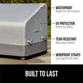 GORILLA GRIP Waterproof Outdoor Sofa Cover, 80 Inch, Adjustable Furniture Covers Sets for Winter, Keep Cushions Dry, Protects from Sun, Snow, Rain, Windproof, UV Coated, 1 Pack