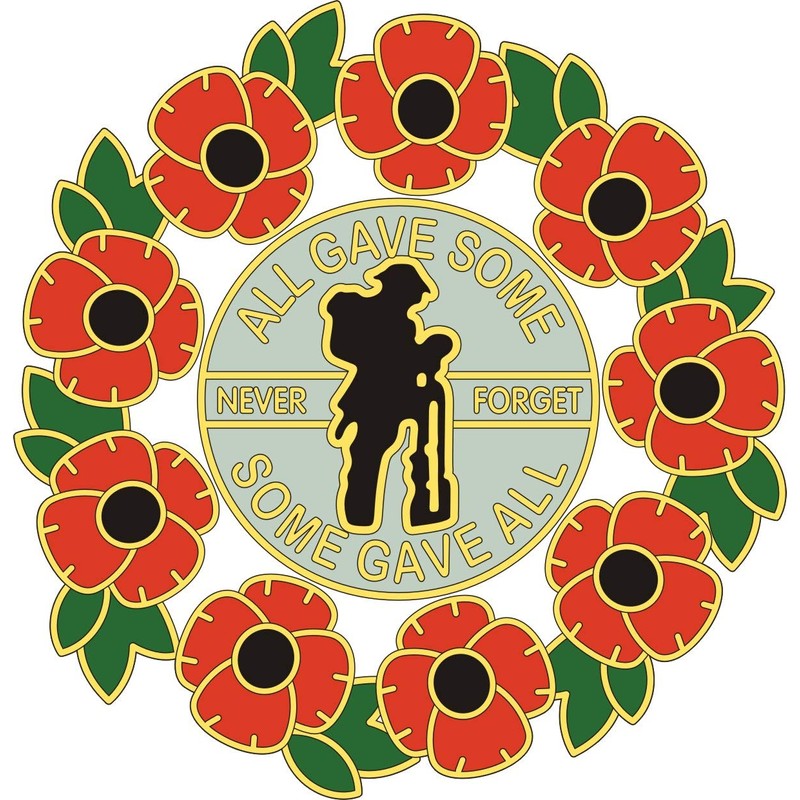 Get1 Poppy Sticker With Soldier and Wreath XL Size Ideal