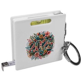 'Floral New Year 2025' Keyring Tape Measure/Spirit Level Tool (KM00041312)