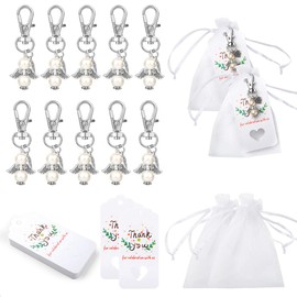 Naler 24 Kits Llaveros de Ángel con Tarjeta y Bolsa de Organza Recuerdos para Boda Bautizo Baby Shower Cumpleaños Despedida de Soltera
