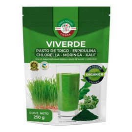 SABIA MADRE TIERRA  VIVERDE 250g - Mezcla de varios superalimentos orgánicos verdes - alga espirulina, chlorella, moringa, kale y wheat grass- 100... 