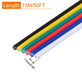 sourcing map 26 Gauge 6 Conductor Electrical Wire Tinned Copper Cable 49FT Flexible Stranded Hook-up Wire for LED Strips Lamps Residential Wiring Car Circuit