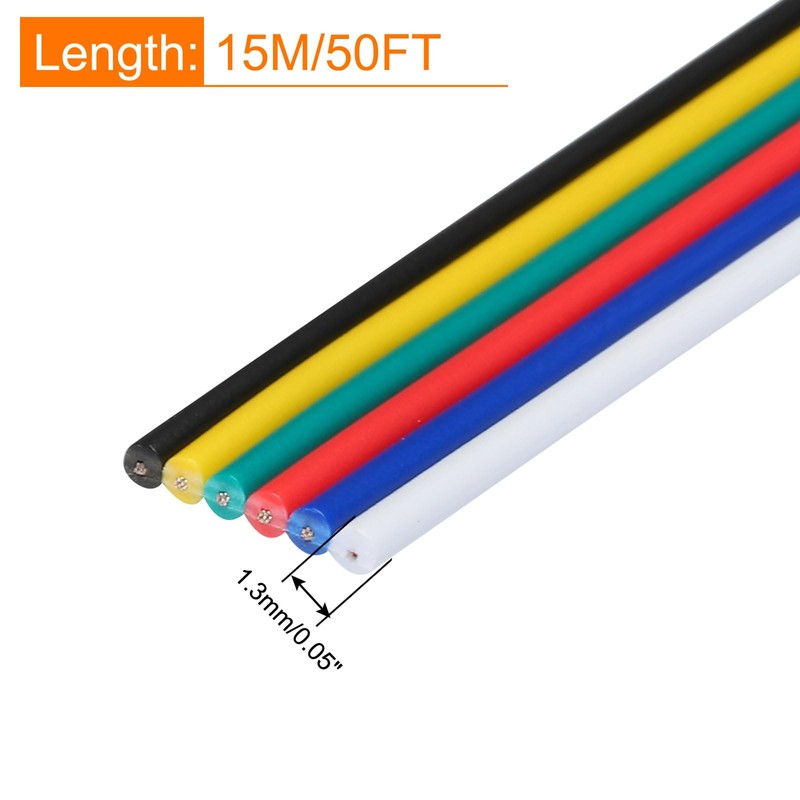 sourcing map 26 Gauge 6 Conductor Electrical Wire Tinned Copper