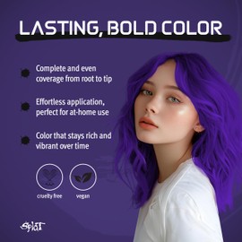 Splat Purple Desire Semi Permanent Hair Dye Kit with Bleach, 1 Application, Includes Purple Hair Dye, Oxide & Bleach Powder, Vegan & Cruelty Free Hair Color