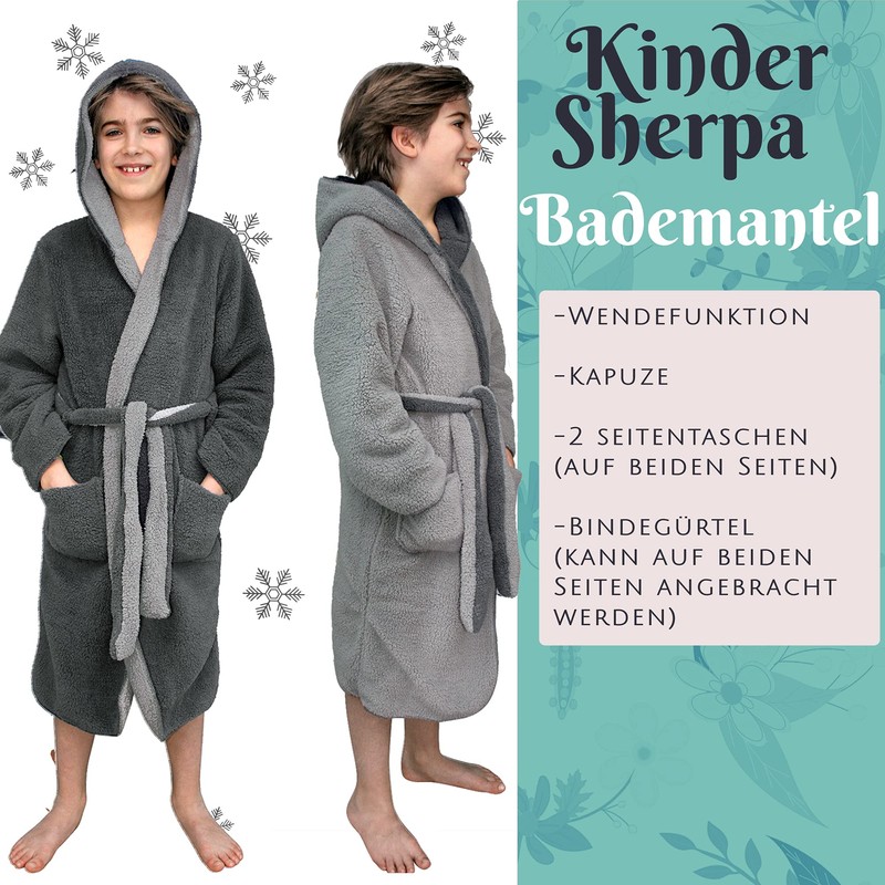HOMELEVEL Sherpa Children's Bathrobe with Hood for Boys and Girls,