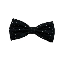 Enteek Black Bow Tie Set for Men – Adjustable Velvet Pre-tied Bowtie, Pocket Square, Cufflinks Set for Groom Wedding Party Formal with Gift Box (Black BIG Polka)