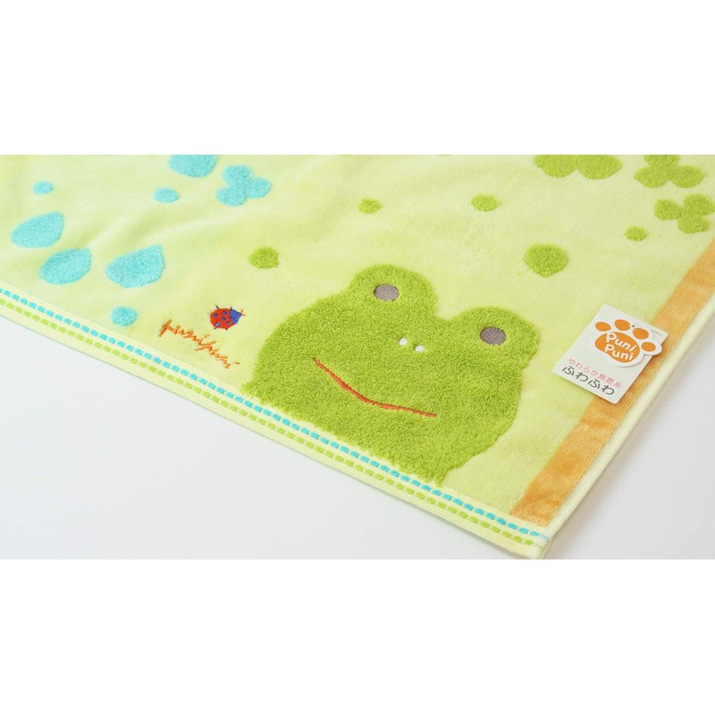UCHINO 9006F704 G Green Frog Face Towel, Approx. 13.4 x