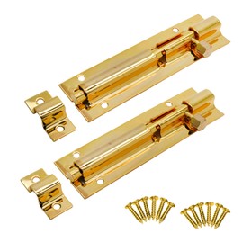 LC LICTOP Gold Stainless Steel Slide Bolt Latch Door Barrel 4 Inch Security Gate Sliding Latch 2pcs