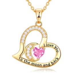 Qlaway Pendant Necklaces for Her Oct Birthday Gifts for Wife Jewelry Gift from Husband Silver Necklace for Women(Gold-10)