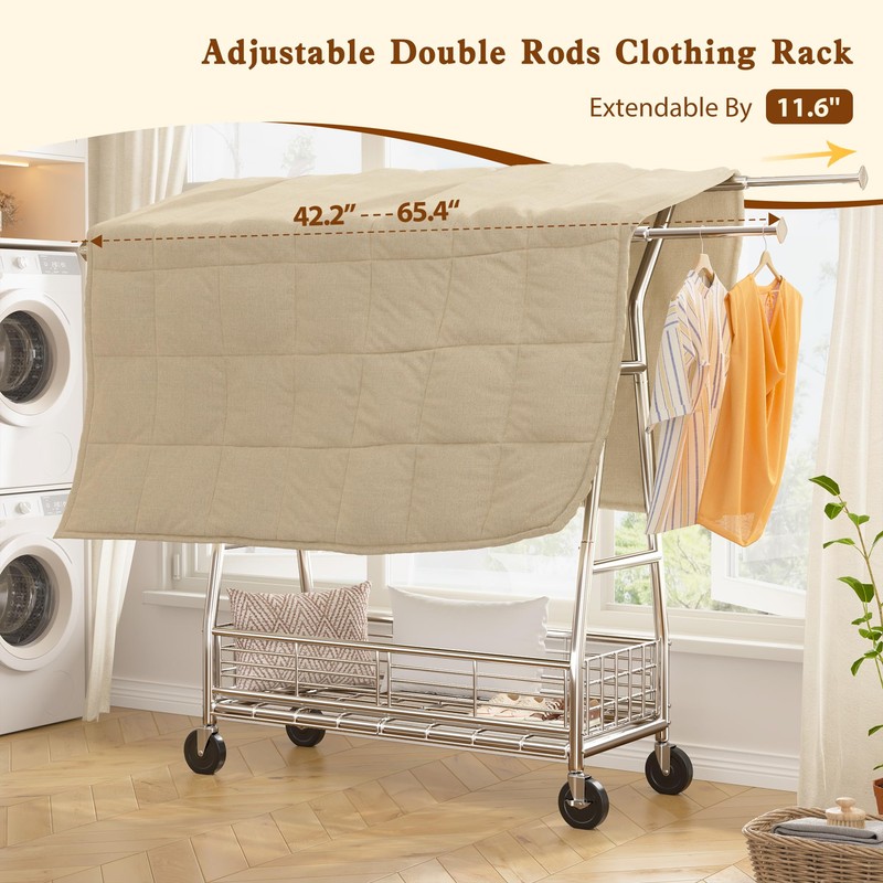 Raybee Heavy Duty Clothes Rack, 630LBS Clothing Rack with Sturdy